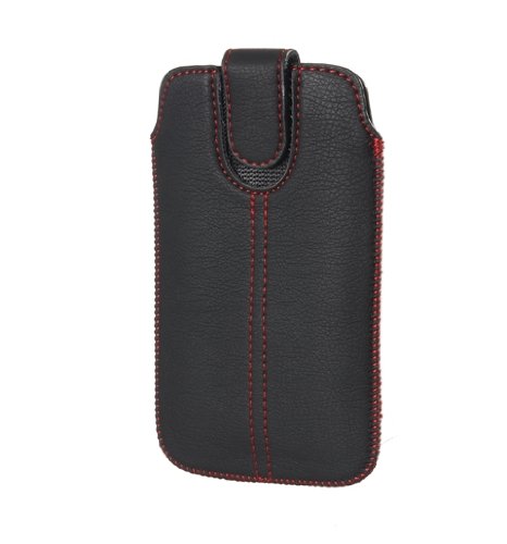 Handytasche Redstripe für Samsung Galaxy S5 (G900F) Handy Tasche Schutz Hülle Slim Case Etui schwarz mit Klettverschluss (S5)