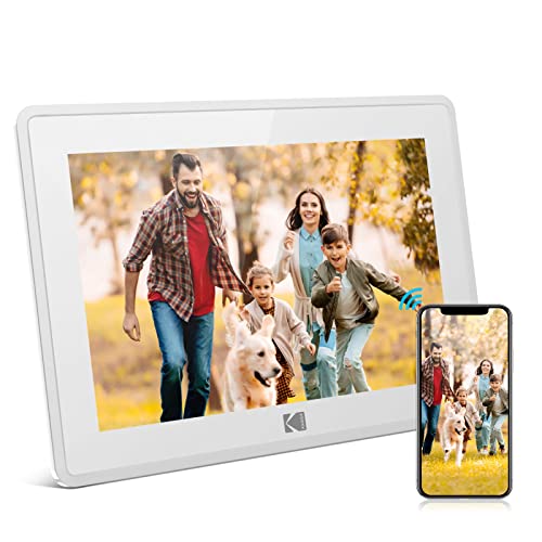 KODAK Digitaler Bilderrahmen 10.1 Zoll WLAN Elektronischer Bilderrahmen HD IPS Touchscreen Smart Fotorahmen mit 16 GB Speicher, Automatischer Rotation, Teilen von Bildern, Musik, Videos