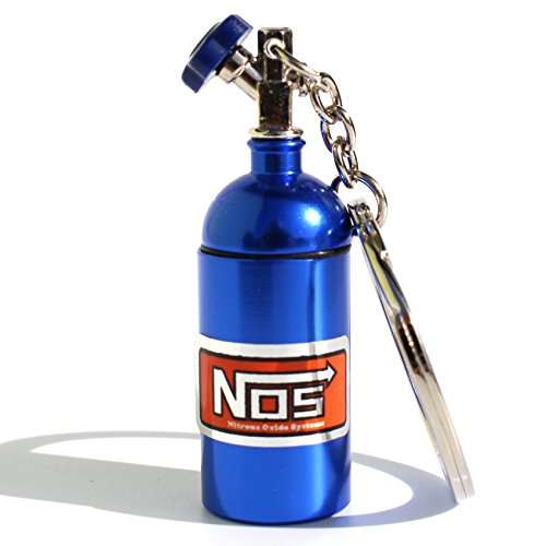 VmG-Store Mini NOS Stickstoffoxidflasche für Schlüsselanhänger Deckel abschraubbar (Blau)