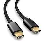 PAXO USB C auf USB C Kabel 0,3m, 10 Gbit/s (1,25 GByte/s), USB 3.2 Gen2 (3.0, 3.1), USB Typ C Ladekabel und Datenkabel, schwarz