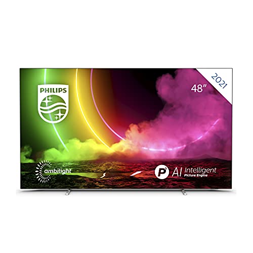 Philips 48OLED806 121 cm (48 Zoll) Fernseher (4K UHD, OLED, HDR10+, 60 Hz, 4-seitiges Ambilight, Smart TV mit Google Assistant, Dolby Vision & Atmos, mattgrau)