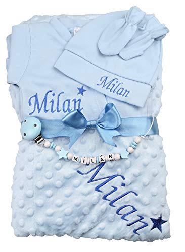Baby Erstlingsset personalisiert Junge blau