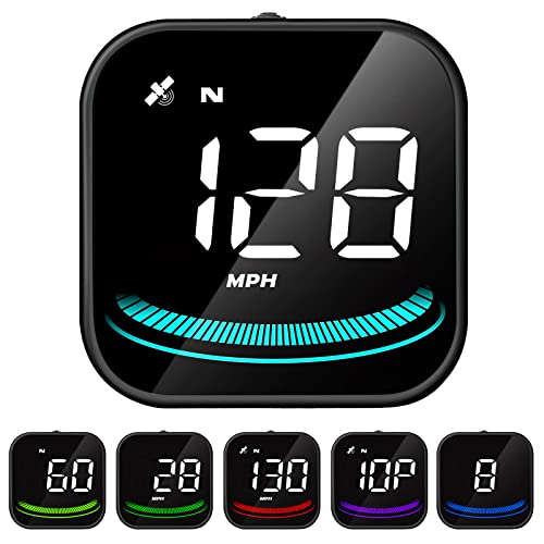 Aceshop Auto Head Up Display, 2.2' Universal GPS HUD Display, Geschwindigkeitsmesser Auto, KMH & MPH Digital GPS Smart Tachometer mit Überdrehzahlalarm Warnung, USB Plug & Play, für alle Fahrzeuge