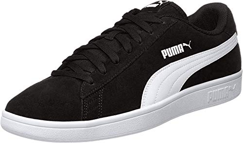 PUMA Unisex Smash V2 Sneaker, Black Puma White Puma Silver, 45 EU