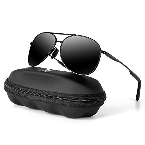 MXNXEU Sonnenbrille Herren Pilotenbrille Polarisiert Pilotenbrille Polarisierte Sonnenbrille Herren Outdoor Pilot Unisex UV400 Fahren Sonnenbrille-Schwarz/Schwarz