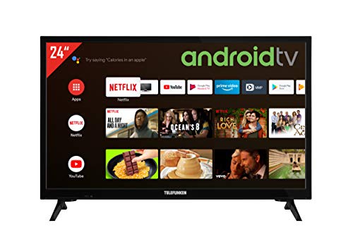 Telefunken XH24AJ600V 24 Zoll Fernseher / Android (HD ready, HDR, Triple-Tuner, 12 Volt, Smart TV, Play Store, Google Assistant, Bluetooth) [Modelljahr 2021], Schwarz