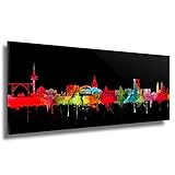 Kunstbruder Skyline Wuppertal - Acrylglas - Neon (div. Größen) - Kunst Druck auf Acrylglas 50x140cm