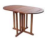Spetebo Gartentisch oval aus Eukalyptus Holz - 120x70x73 cm - Klappbarer Holz Biergarten Bistrotisch Klapptisch Balkon Tisch geölt
