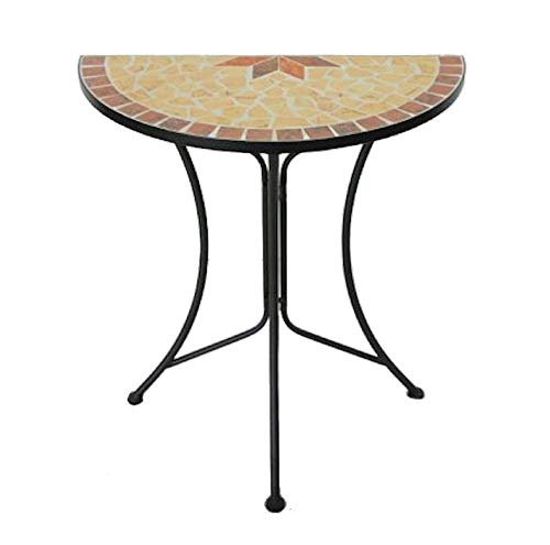 Spetebo Metall Beistelltisch mit Mosaik Platte - halbrund - Deko Gartentisch Balkontisch