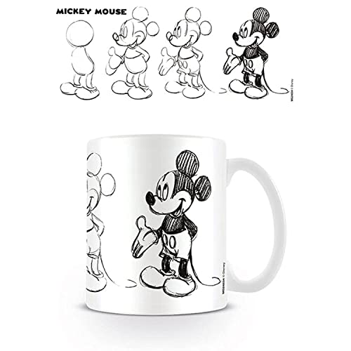 Mickey Mouse Walt Disney Kaffeebecher Sketch Process weiß, 1 Stück (1er Pack)
