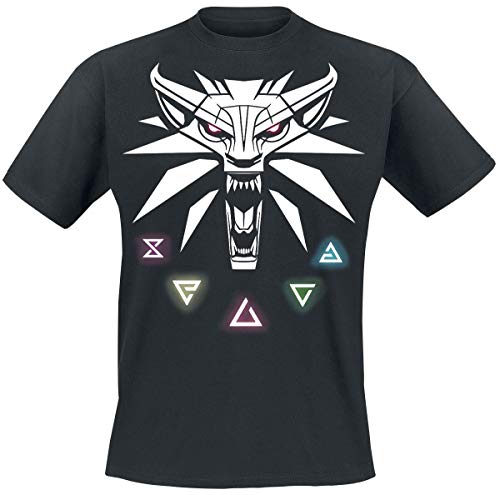 The Witcher Signs of Männer T-Shirt schwarz L 100% Baumwolle Fan-Merch, Gaming, TV-Serien