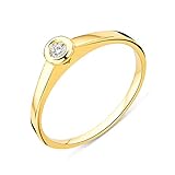 Miore Ring Damen Solitär Diamant Verlobungsring Gelbgold 9 Karat / 375 Gold Diamant Brillant 0.05 Ct, Schmuck