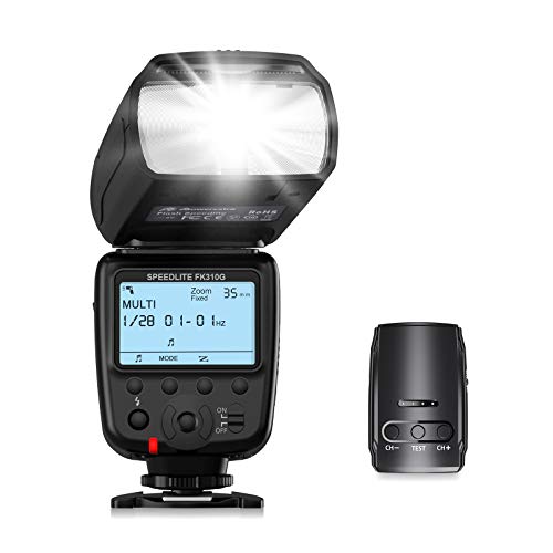 Powerextra Blitzgerät mit LCD Anzeige und 2.4G Wireless Flash Trigger Transmitter Kit für Canon Nikon Pentax Panasonic Olympus und Sony DSLR Kamera, Digital Kameras mit Standard Hot Shoe
