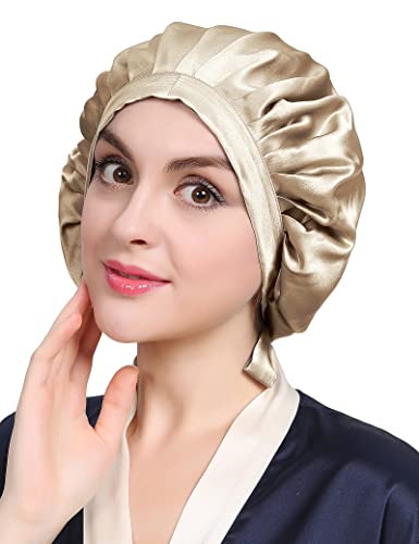 LilySilk Seide Schlafmütze Atmungsaktive Nachtmütze Kopfbedeckung mit klassischer und bequemer Form(Taupe) Verpackung MEHRWEG