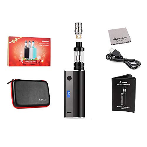 Salcar E Zigarette/ E Shisha Starterset, Rocket 50 Mod Kit, 50W Elektronische Zigaretten, 2200mah Vape Pen Kit, 0.5 Ohm 2.0ml Verdampfer Tank, 0,0mg Nikotin