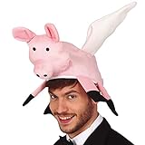 NET TOYS Witzige Schweinemütze mit Flügeln - Rosa-Weiß - Extravagante Unisex-Kopfbedeckung Party-Hut Schwein - Bestens geeignet für Fasching & Karneval