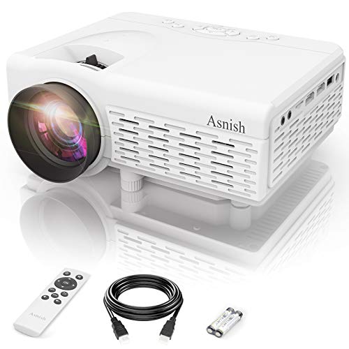 Asnish Beamer,Mini Beamer,Portable Bluetooth-Heimprojektor,Unterstützt 1080P Full HD , 50000 Stunden LED-Projektor, kompatibel mit HDMI/USB/AV, TF/DCIN/PS5/VGA