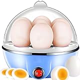 Retoo Eierkocher für bis zu 1-7 Eier Elektrischer Eierhalter Warmhaltefunktion Edelstahl Kunststoff Küchenminis Eier Kocher 150 Watt Für Frühstücksei Kompakte Fortkochstufe 220V 50Hz Blau