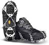 Yesloo Steigeisen, Schuhe Spike mit 24 Edelstahl Zähne und Silikon Band Anti Rutsch auf EIS und Schnee für Wandern Bergschuhe Stiefel usw