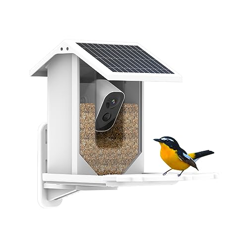 Frunimall Vogelhaus mit Kamera,Vogelfutterspender mit Solar,Vogelfutterhaus mit AI-Erkennung,Vogelhaus zum Aufhängen mit 1080P HD Videokamera,Futterhaus für Kleintieren,Nachtsichtfunktion