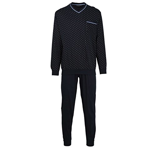Götzburg Herren Pyjama, V-Ausschn, Bündchen Zweiteiliger Schlafanzug, Blau (Navy 8414), X-Large (Herstellergröße:54)