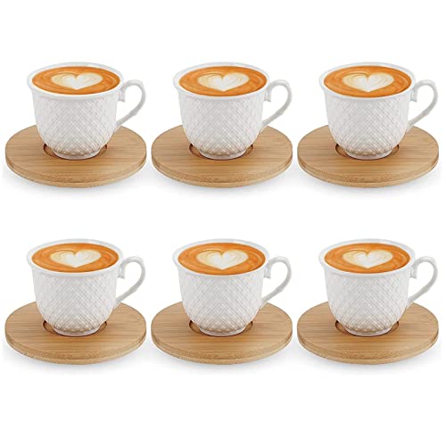JUJOYBD Espressotassen Set Porzellan Kaffeetassen mit Untersetzer (6 Tassen / 6 Untertassen) Espresso Mokkatassen Kaffeetassen 80ml Kaffeeservice Teeservice Set