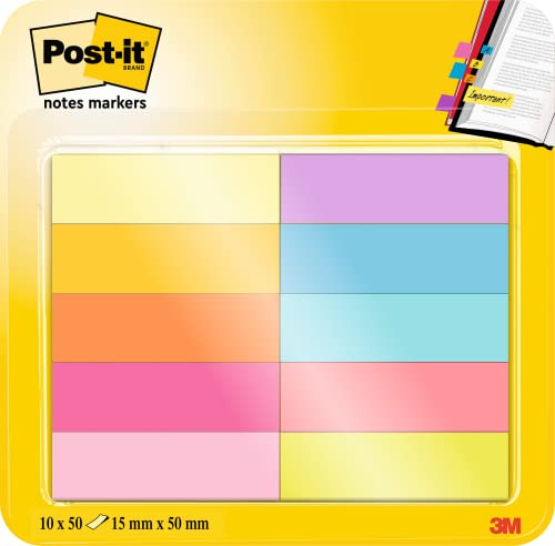 Post-itPageMarker, farbig, 15mm x 50mm, 50Blatt/Block, 10Blöcke/Packung