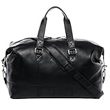 SID & VAIN Weekender Yale aus Premium Leder I Sporttasche groß für Herren und Damen I Reisetasche Kabinengröße schwarz handgefertigt