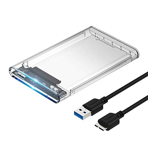 Sabrent 2,5 Zoll SATA zu USB-3.0 Werkzeugloses, durchsichtiges Gehäuse für Externe Festplatten [Optimiert für SSD, unterstützt UASP SATA III] (EC-OCUB)