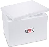 THERM BOX Styroporbox - Thermobox für Essen & Getränke - Styropor Kühlbox Warmhaltebox Innen: 34x24x24cm - 19,58 Liter Wiederverwendbar