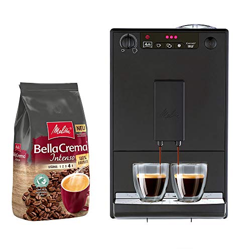 Melitta Caffeo Solo E 950-222 Kaffeevollautomat pure black + Melitta BellaCrema Intenso Ganze Kaffeebohnen