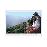 Digitaler Bilderrahmen, 38,1 cm (15 Zoll), hohe Auflösung, 1280 x 800, für Foto/Musik/Video HD/Kalender/mehrsprachig, mit Fernbedienung (weiß)