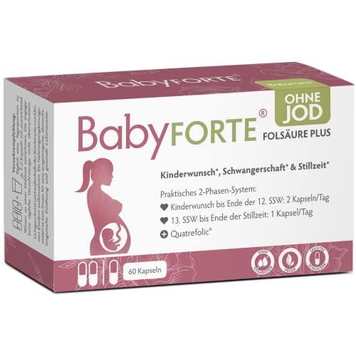 BabyFORTE® FolsäurePlus OHNE JOD- Schwangerschaftsvitamine ohne Jod- Vegan - 60 Kapseln + Kinderwunsch Vitamine ohne Jod
