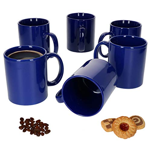 Van Well 6er-Set-Kaffeetassen Zylindrisch I Porzellan-Tasse groß - in diversen Farben I pflegeleichtes Tassen-Set - für Spülmaschine & Mikrowelle geeignet I 375 ml Kaffeebecher Blau 6 Stück