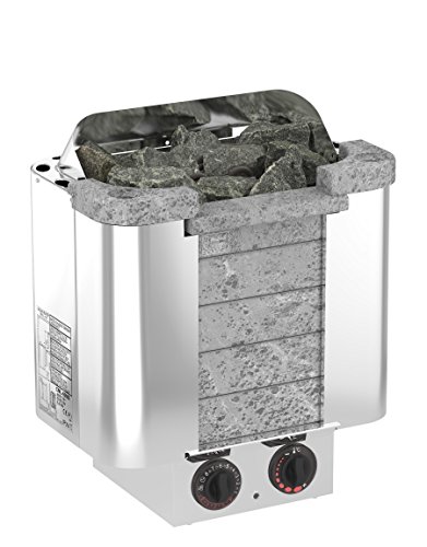 SAWO CUMULUS 6,0 kW Elektrische Saunaofen; mit integrierte Steuerung (NB-Modell); Multispannung: entweder Einphasig oder 3-Phasig; Edelstahlgehäuse mit Speckstein vorne