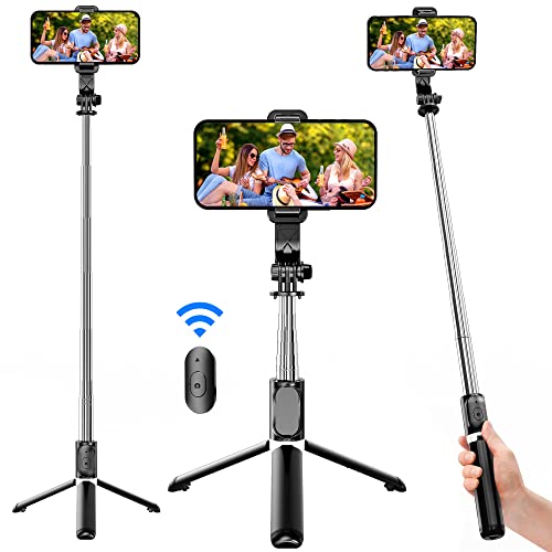 Selfie Stick Stativ, 360°Rotation 3 in 1 Selfiestick mit Fernbedienung Handy Selfie-Stange und Tragbar Monopod Handyhalter für iPhone 13/12/11 Pro/XS Max/XS/X/8/7, Samsung Smartphones