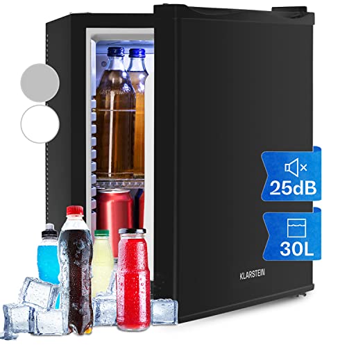 Klarstein MKS-11 Minibar Kühlschrank Klein, Mini Kühlschrank für Zimmer & Camping, Getränkekühlschrank für Getränke, Snacks & Skincare, Kleiner Kühlschrank, Minikühlschrank Lautlos, Min Fridge, 30L