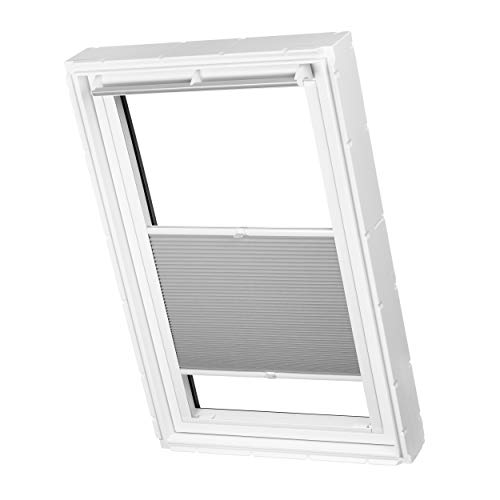 Dachfenster Waben Plissee ohne Bohren passend für Velux Fenster Plisseerollo Faltrollo verspannt Klebemontage (C04, Grau Tageslicht)