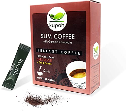 Instant Kaffee Sticks | Kupah Slim | Natürlicher Instant-Kaffee | 12 Beutel x 3 g, 36g | Garcinia Cambogia | Handwerkliche Röstung | Schnellkaffee sticks