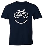 MoonWorks Fahrrad Herren T-Shirt Smile Happy Bike Radfahren Fun-Shirt Navy L