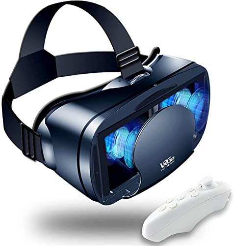 VR Brille Handy Virtual Reality mit Fernbedienung, 3D VR-Brille Erleben Sie Spiele und 360 Grad Filme in 3D mit weicher & komfortabler VR Brille Glasses für Phone Android 5~7 inch 0509