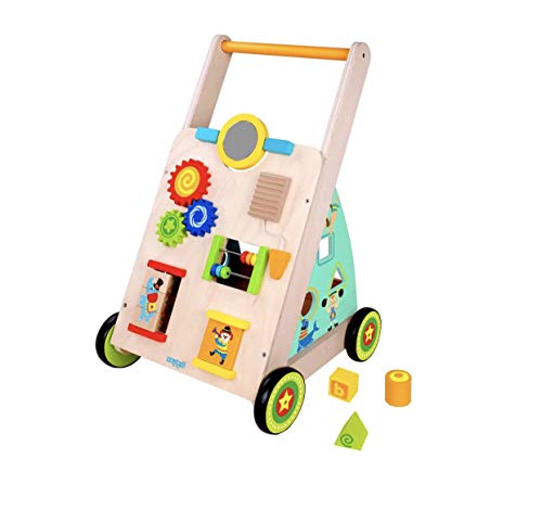 RB&G Lauflernwagen aus Holz mit Gummibereifung laufwagen ab 1 jahr laufhilfe für baby spielzeug ab 1 jahr laufwagen baby