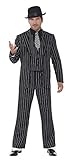 Smiffys Herren Klassischer Gangsterboss Kostüm, Jacke, Krawatte, Weste mit Mock Hemd und Hose, Größe: L, 23042