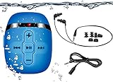 HiFi Sound Wasserdichter MP3 Player zum Schwimmen und Laufen, Unterwasser-Kopfhörer mit kurzem Kabel (3 Arten Ohrhörer), mit Shuffle Funktion