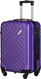 Xonic Design Boardcase Reisekoffer - Hartschalen-Koffer mit 360° Leichtlauf-Rollen - hochwertiger Kabinen-Trolley mit Zahlenschloss - Hand-Gepäck in 55x35x20cm ((Boardcase Lila, S))