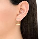 TseenYi Quadratische Ohrjacken-Ohrringe, geometrische hohle quadratische Ohrringe, personalisierbare Ohrringe, Schmuck für Frauen und Mädchen (Gold)