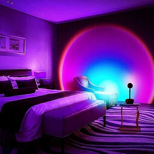 Aunus Sunset Lamp, 180° Drehung Sunset Projection Lamp,Sonnenuntergang Projektionlampe,USB LED Projektor Lampe Licht, Drehung Romantische Visuelle Stimmungslampe Beleuchtung Schlafzimmer Deko