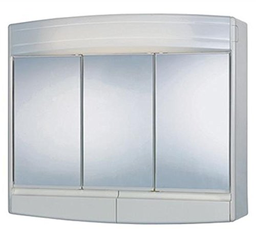 Sieper Spiegelschrank Topas Eco mit LED Beleuchtung 60 cm breit, Kunststoff Spiegelschrank in Weiß inkl. Steckdose