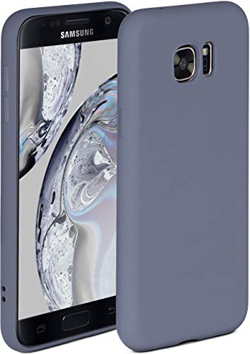 ONEFLOW Soft Case kompatibel mit Samsung Galaxy S7 Hülle aus Silikon, erhöhte Kante für Bildschirmschutz, zweilagig, weiche Handyhülle - matt Blau Grau