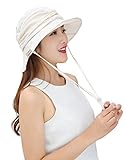Damen Sonnenhüte Strand Hut Faltbar Eimer Hut mit abnehmbarem Schleier Anti-UV-Hut UPF 50+ Fashion Sonnenschutz Kopfbedeckung